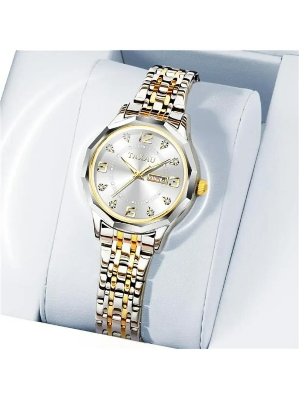 Taxau Womens Luxury Diamond Watch Gold Silver Waterproof Quartz Small Wrist